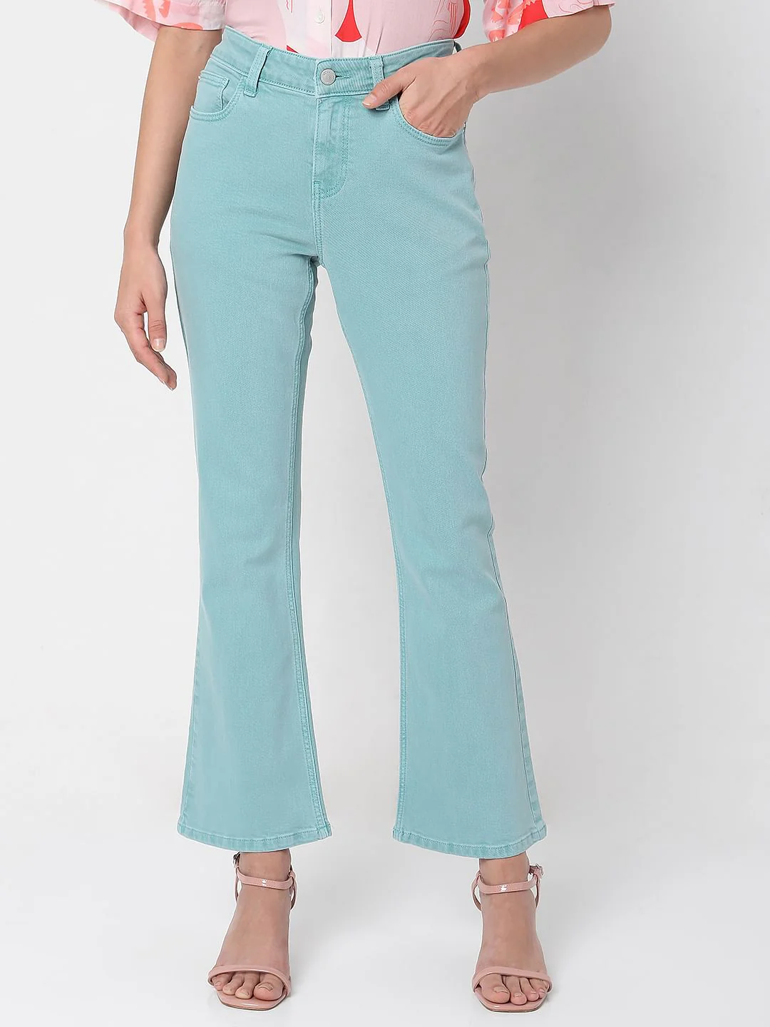 Green High Waist Petra Bootcut Jeans - Image 2