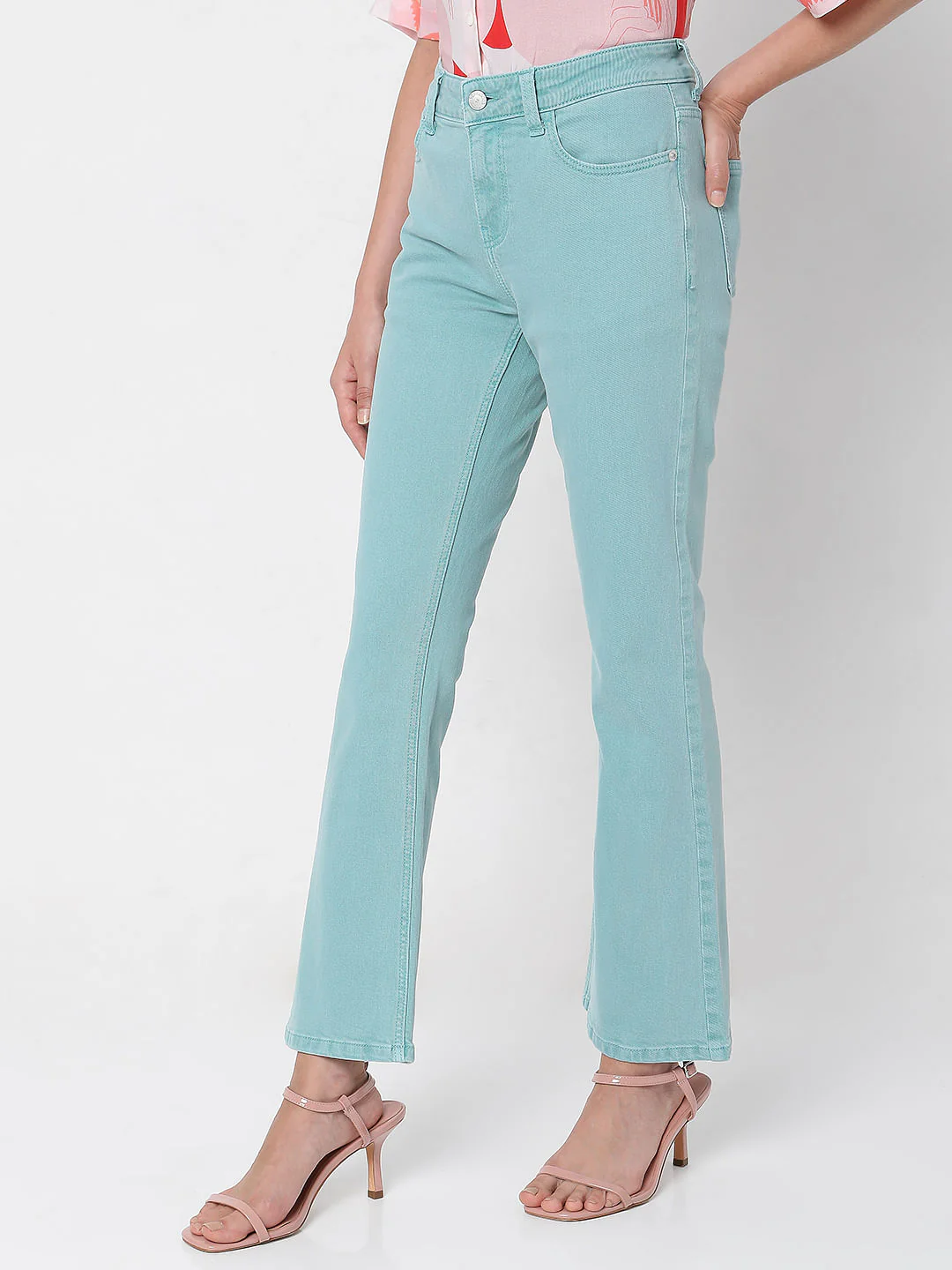 Green High Waist Petra Bootcut Jeans - Image 3
