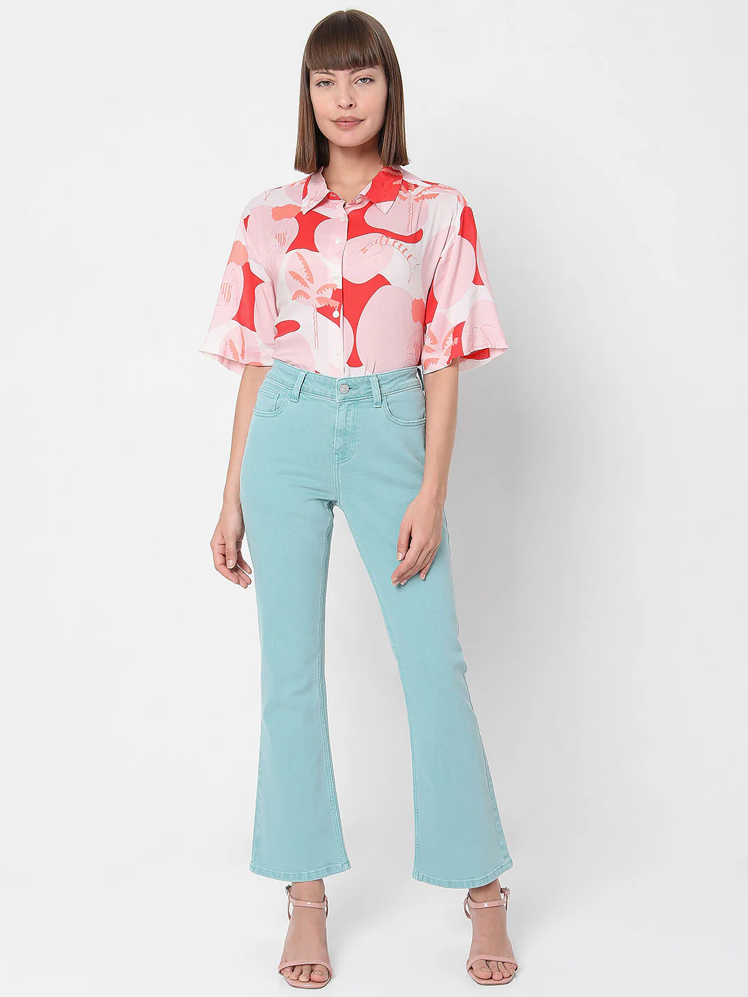 Green High Waist Petra Bootcut Jeans - Image 5