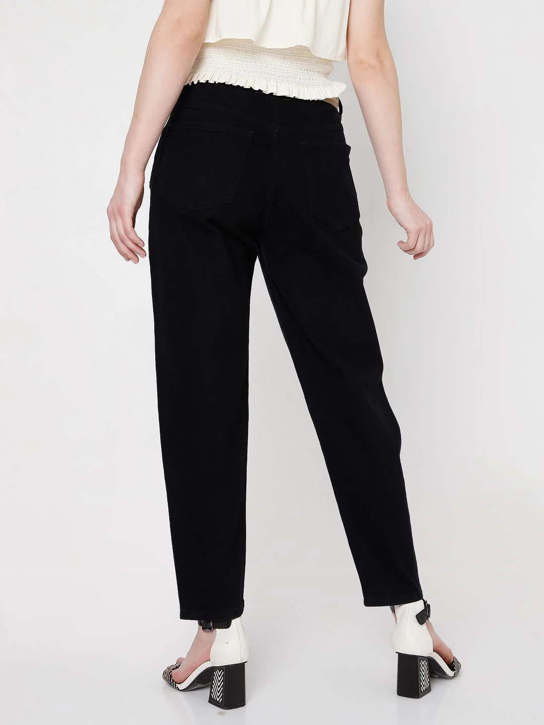 Black High Rise Mom Jeans - Image 4