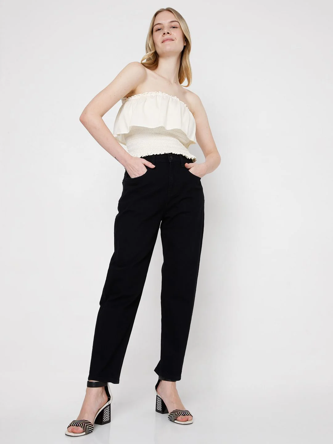 Black High Rise Mom Jeans - Image 6