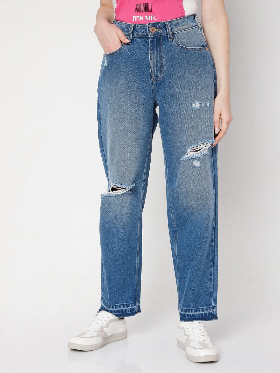 Blue Ripped Jade Straight Fit Jeans - Image 2