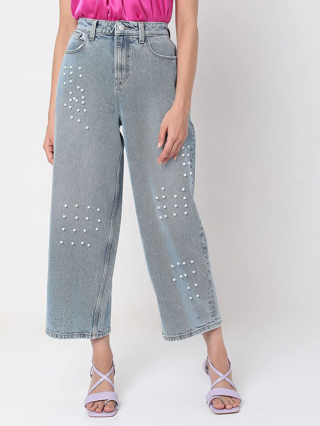 Blue Pearl Studded Zoey Wide-Leg Jeans - Image 2