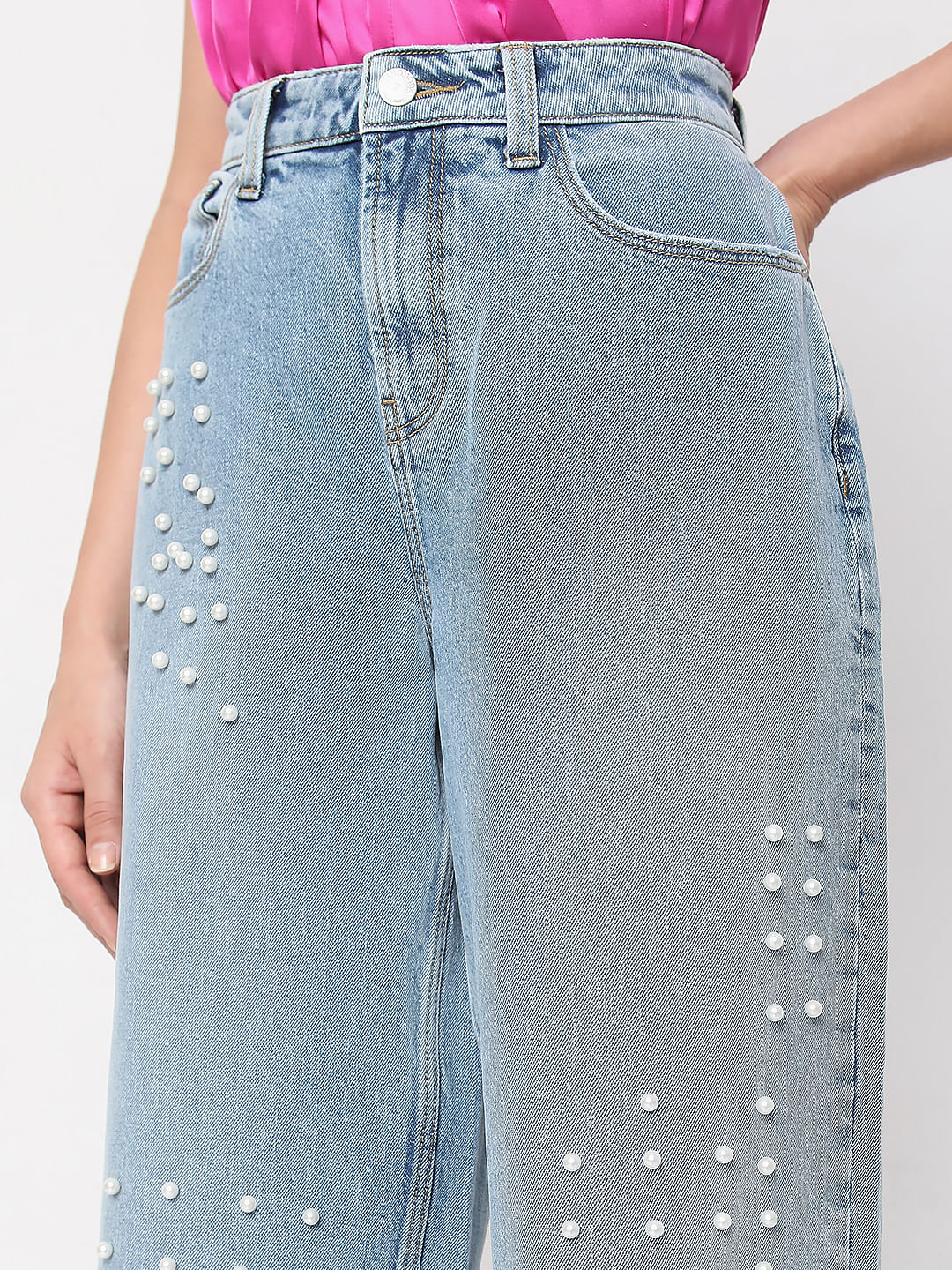 Blue Pearl Studded Zoey Wide-Leg Jeans - Image 5