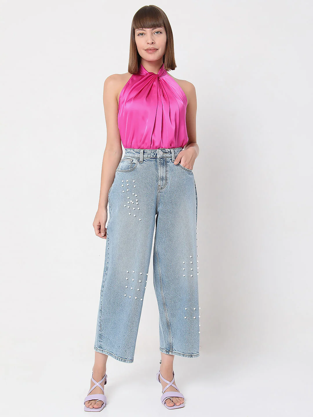 Blue Pearl Studded Zoey Wide-Leg Jeans - Image 6