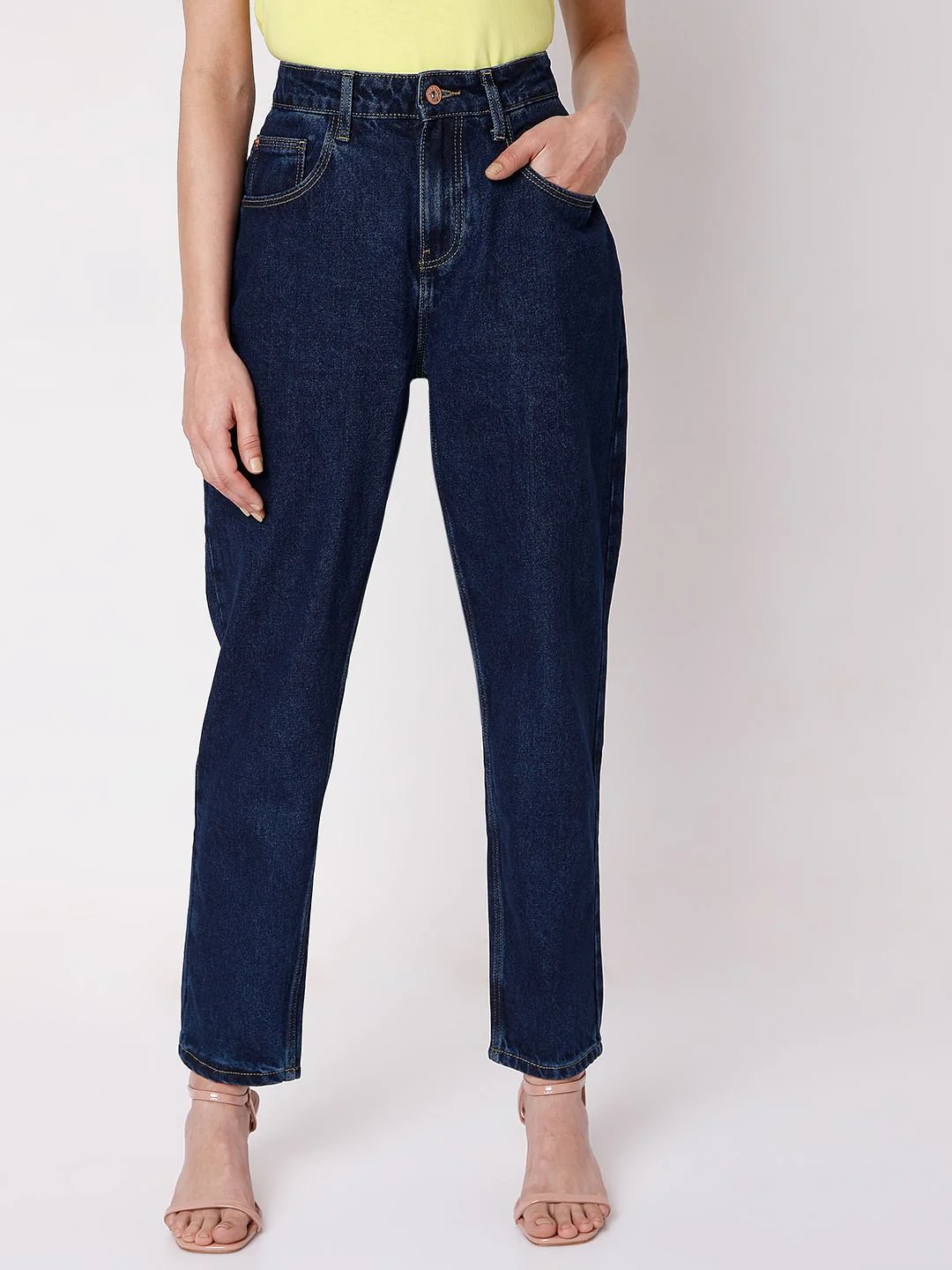 Blue High Rise Girlfriend Jeans - Image 2