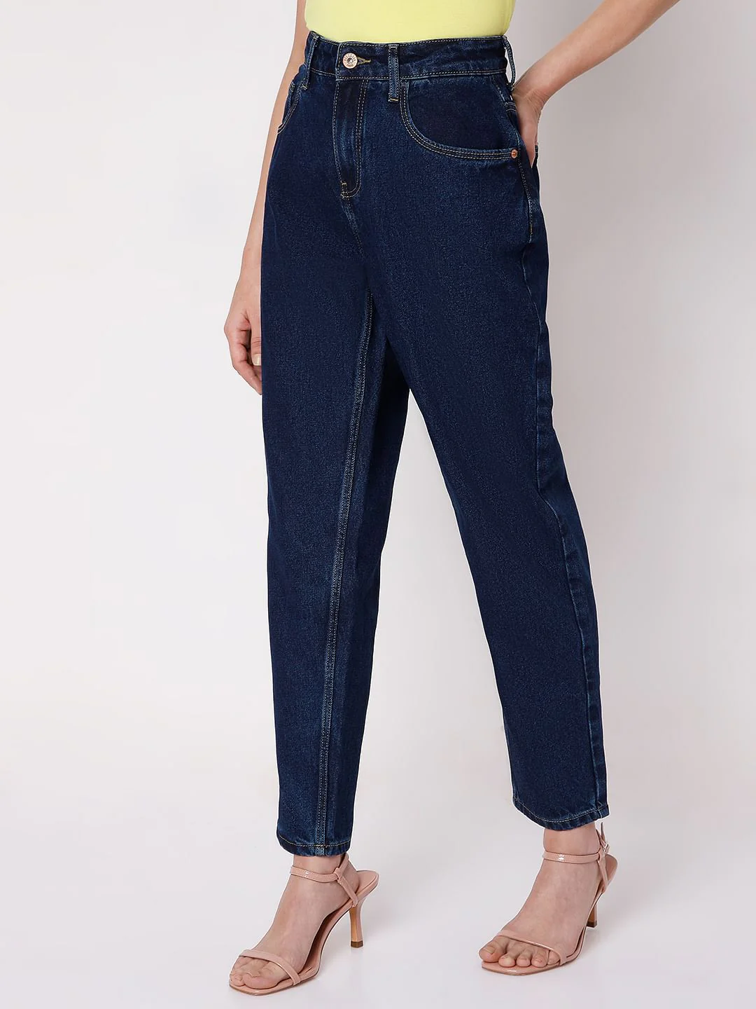Blue High Rise Girlfriend Jeans - Image 3
