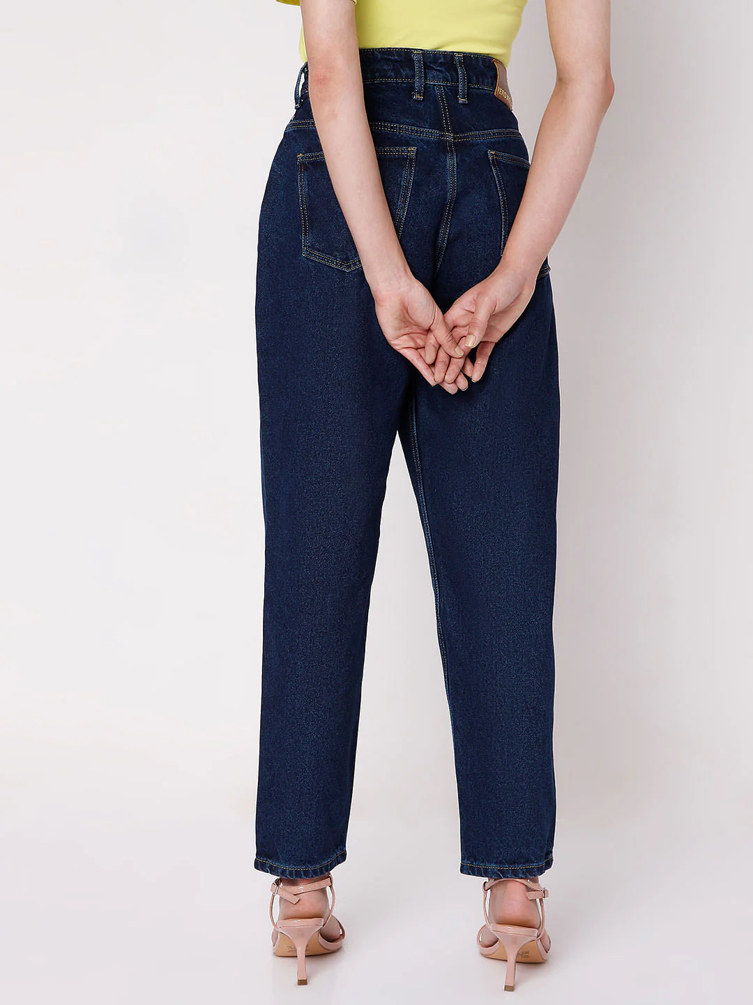 Blue High Rise Girlfriend Jeans - Image 4