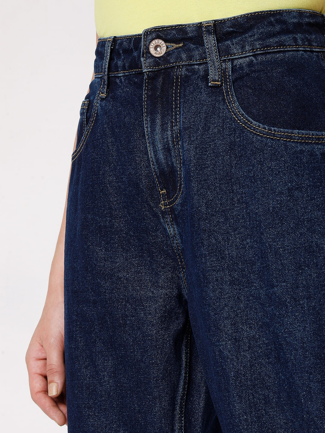 Blue High Rise Girlfriend Jeans - Image 5