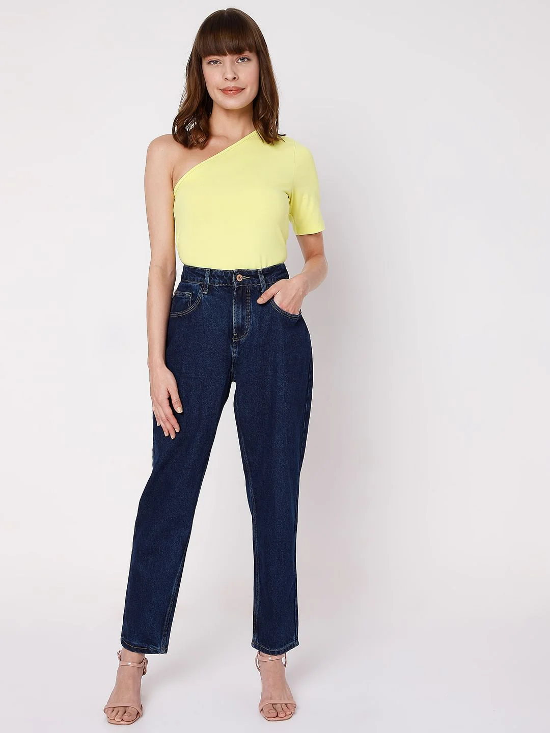 Blue High Rise Girlfriend Jeans - Image 6