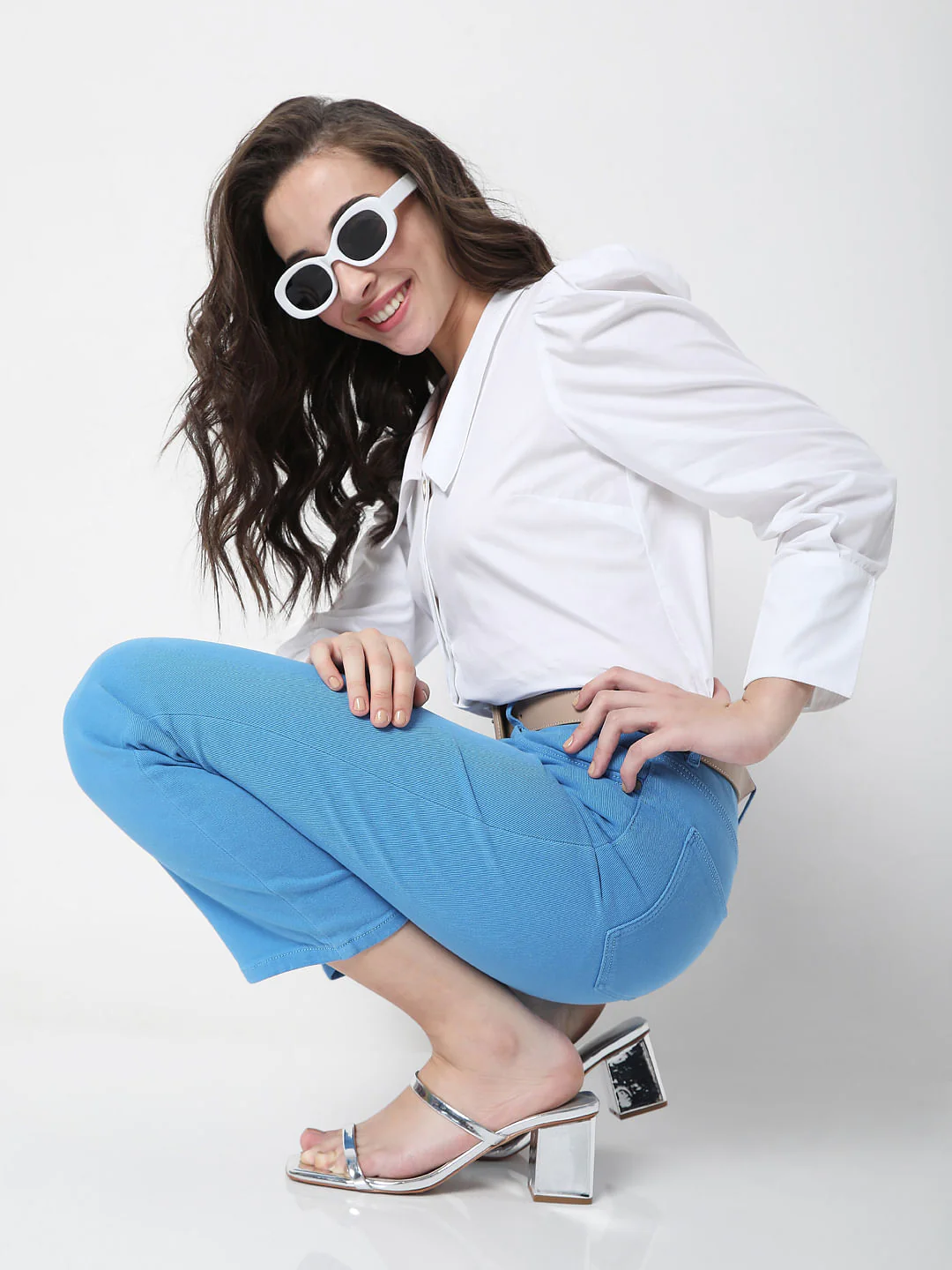 Blue High Waist Jade Straight Fit Jeans