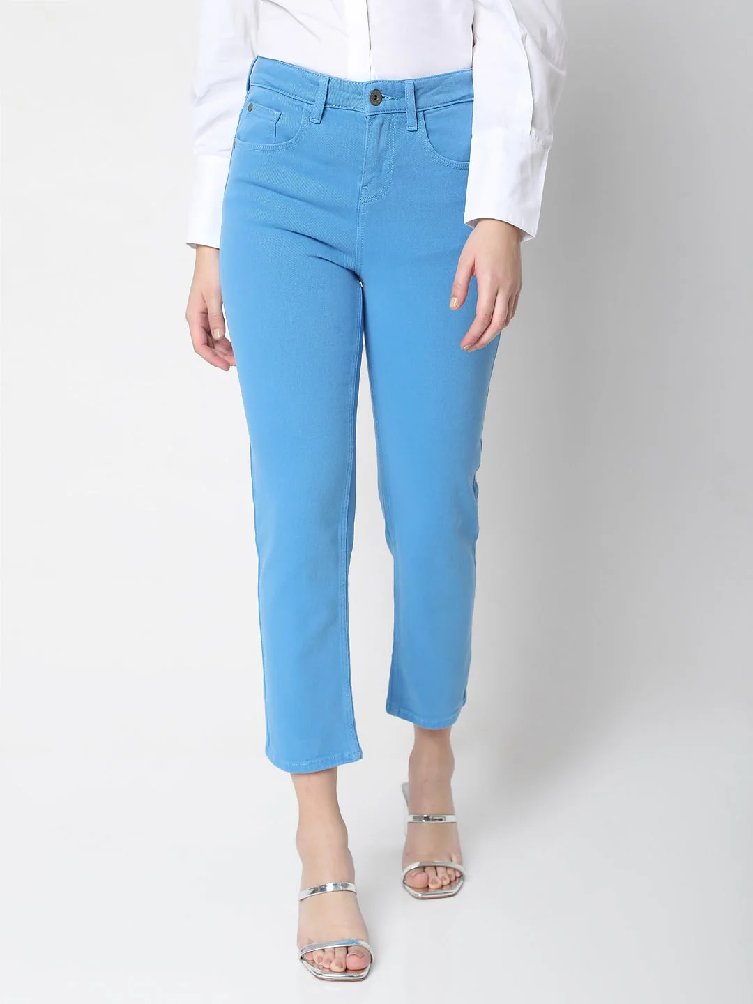 Blue High Waist Jade Straight Fit Jeans - Image 2