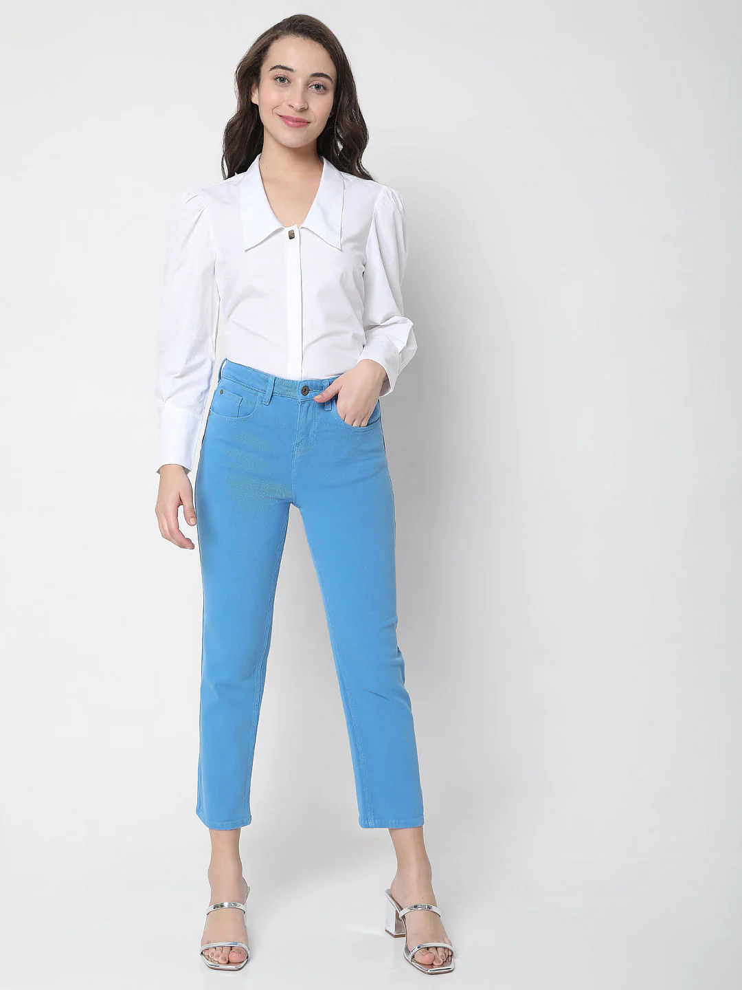 Blue High Waist Jade Straight Fit Jeans - Image 6