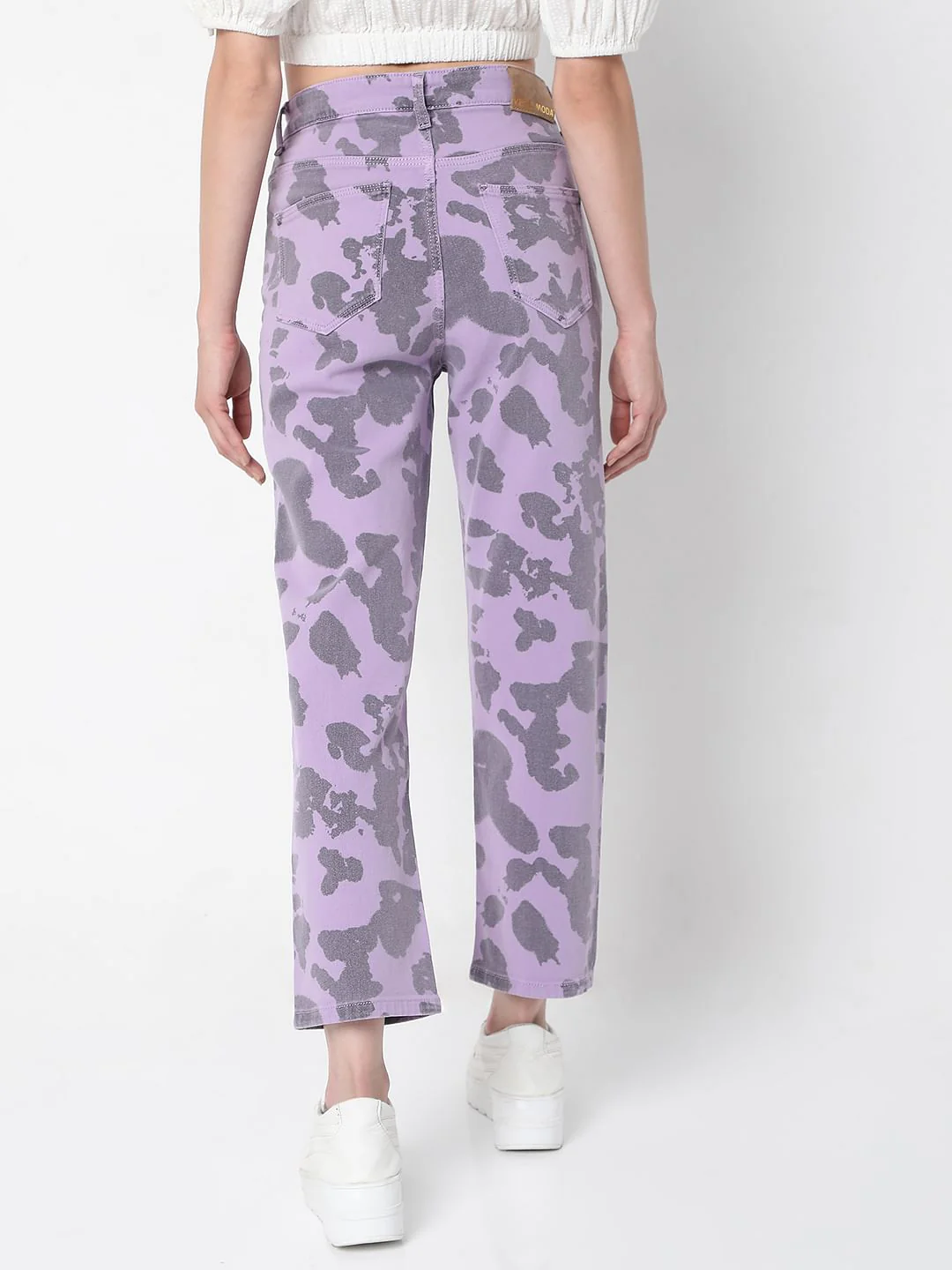 Purple Printed Jade Straight Fit Jeans - Image 4
