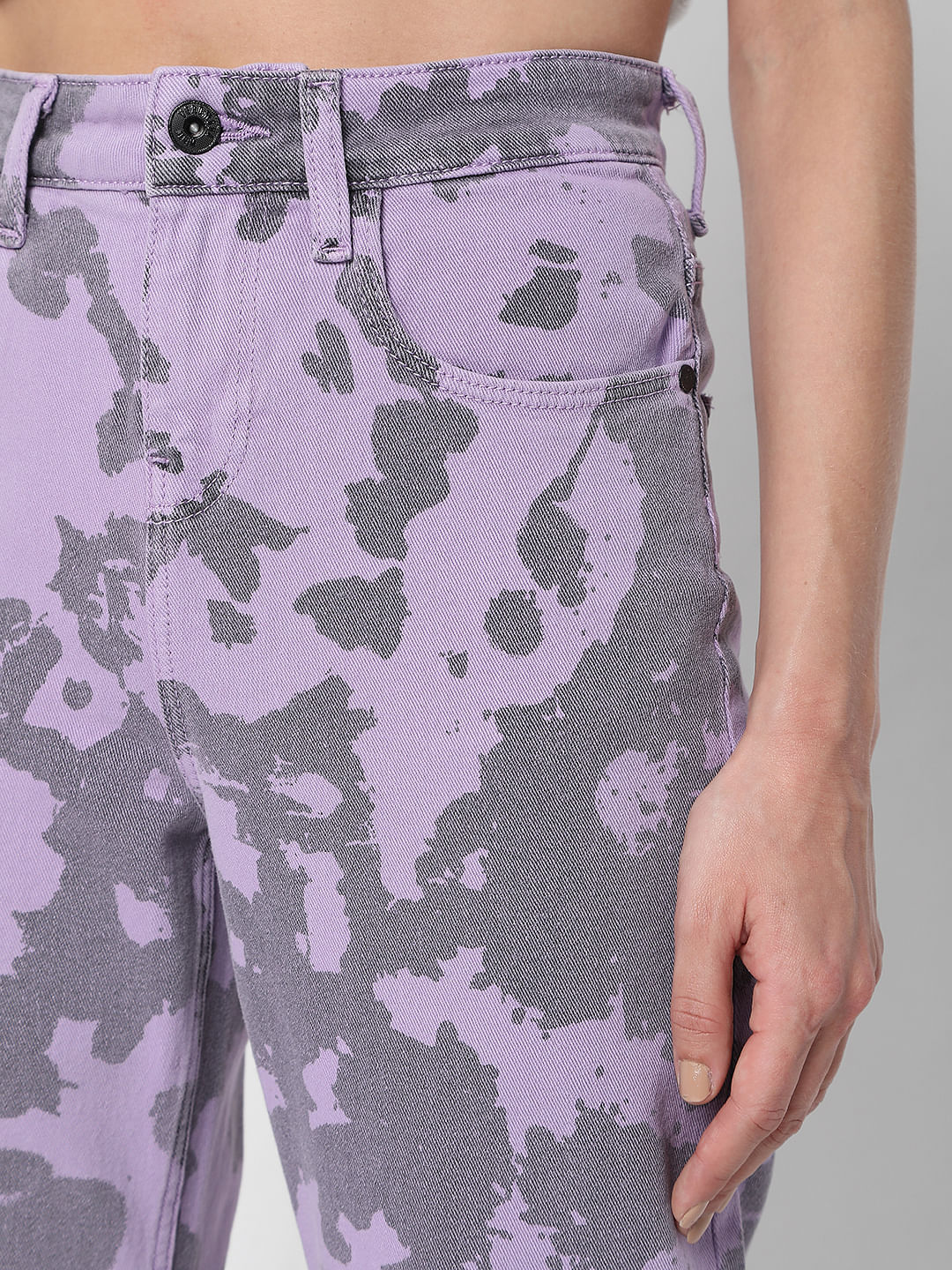 Purple Printed Jade Straight Fit Jeans - Image 5