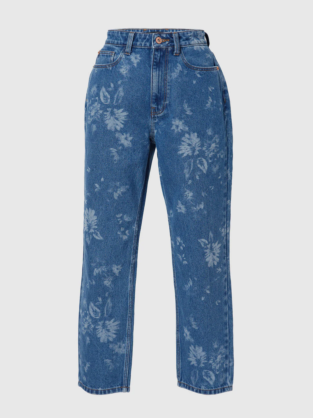 Blue High Waist Printed Mom Jeans - Image 7