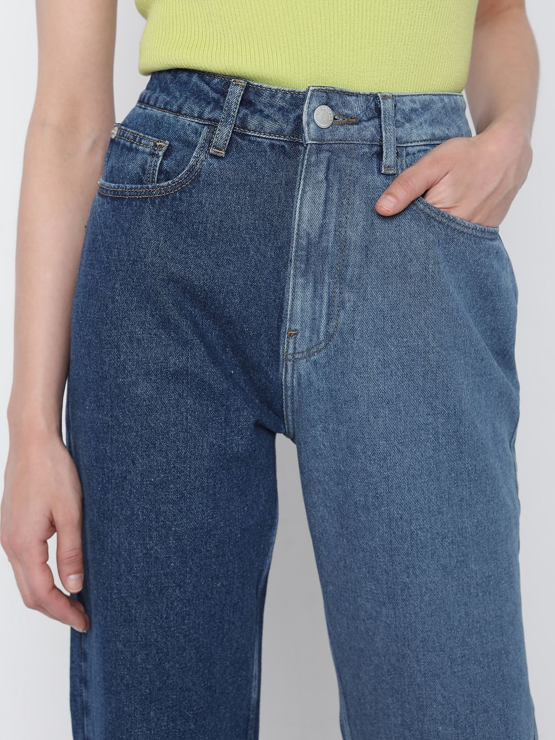 Blue Two-Toned Mom Jeans - Image 5