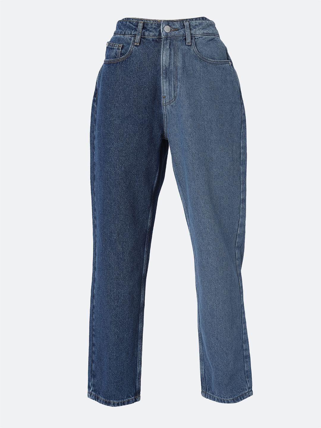 Blue Two-Toned Mom Jeans - Image 7