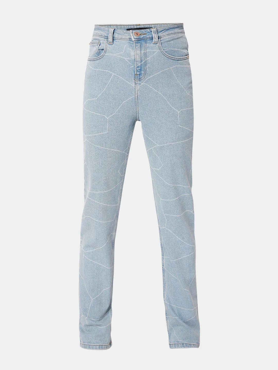 Blue Printed High Waist Jeans - Image 7