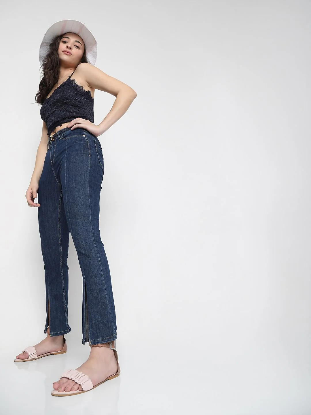Blue Petra Bootcut Ankle Slit Jeans