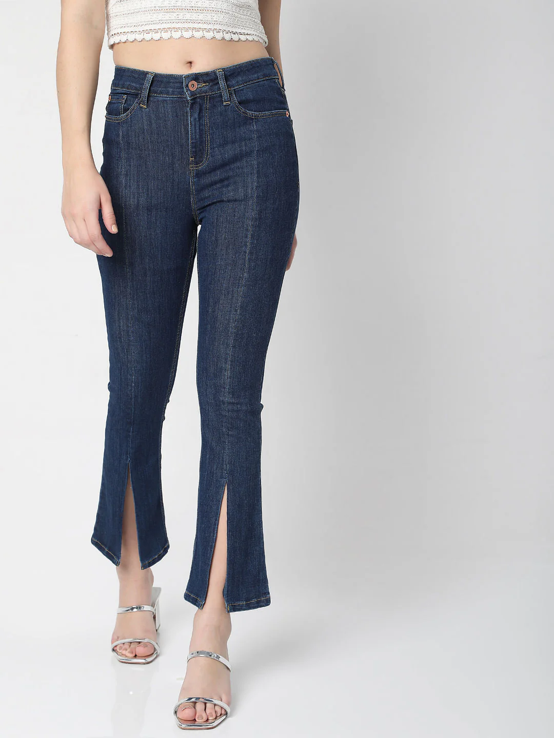 Blue Petra Bootcut Ankle Slit Jeans - Image 2