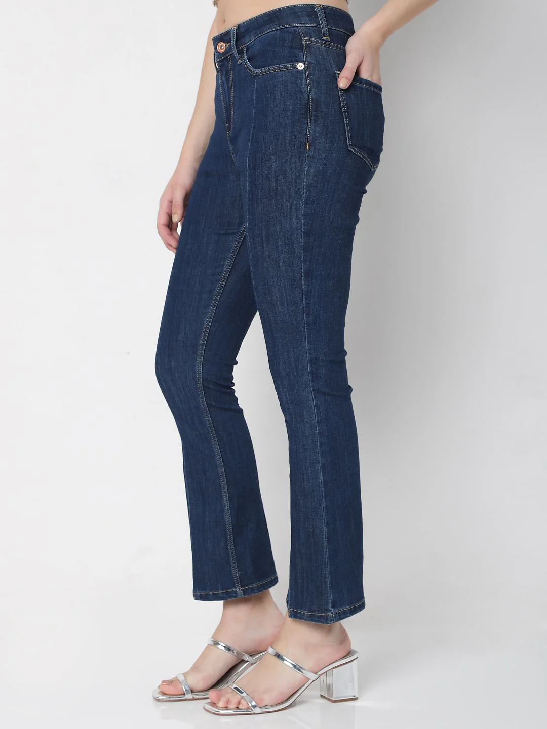 Blue Petra Bootcut Ankle Slit Jeans - Image 3