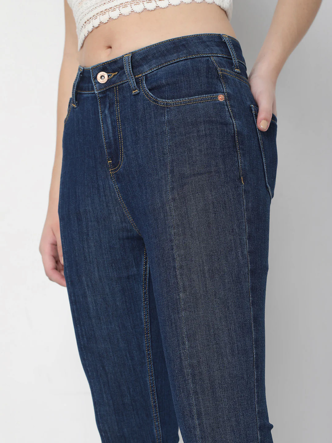 Blue Petra Bootcut Ankle Slit Jeans - Image 5