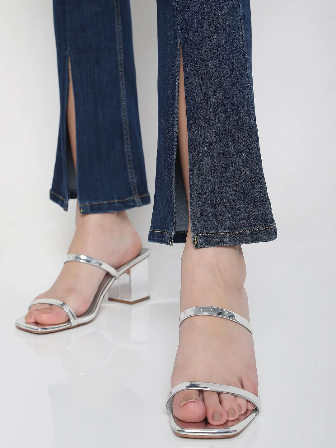 Blue Petra Bootcut Ankle Slit Jeans - Image 8
