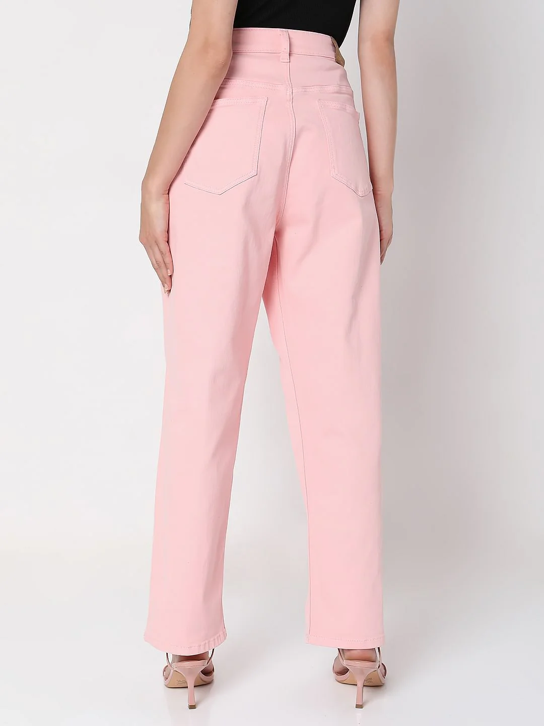 Pink High Waist Jade Straight Fit Jeans - Image 4