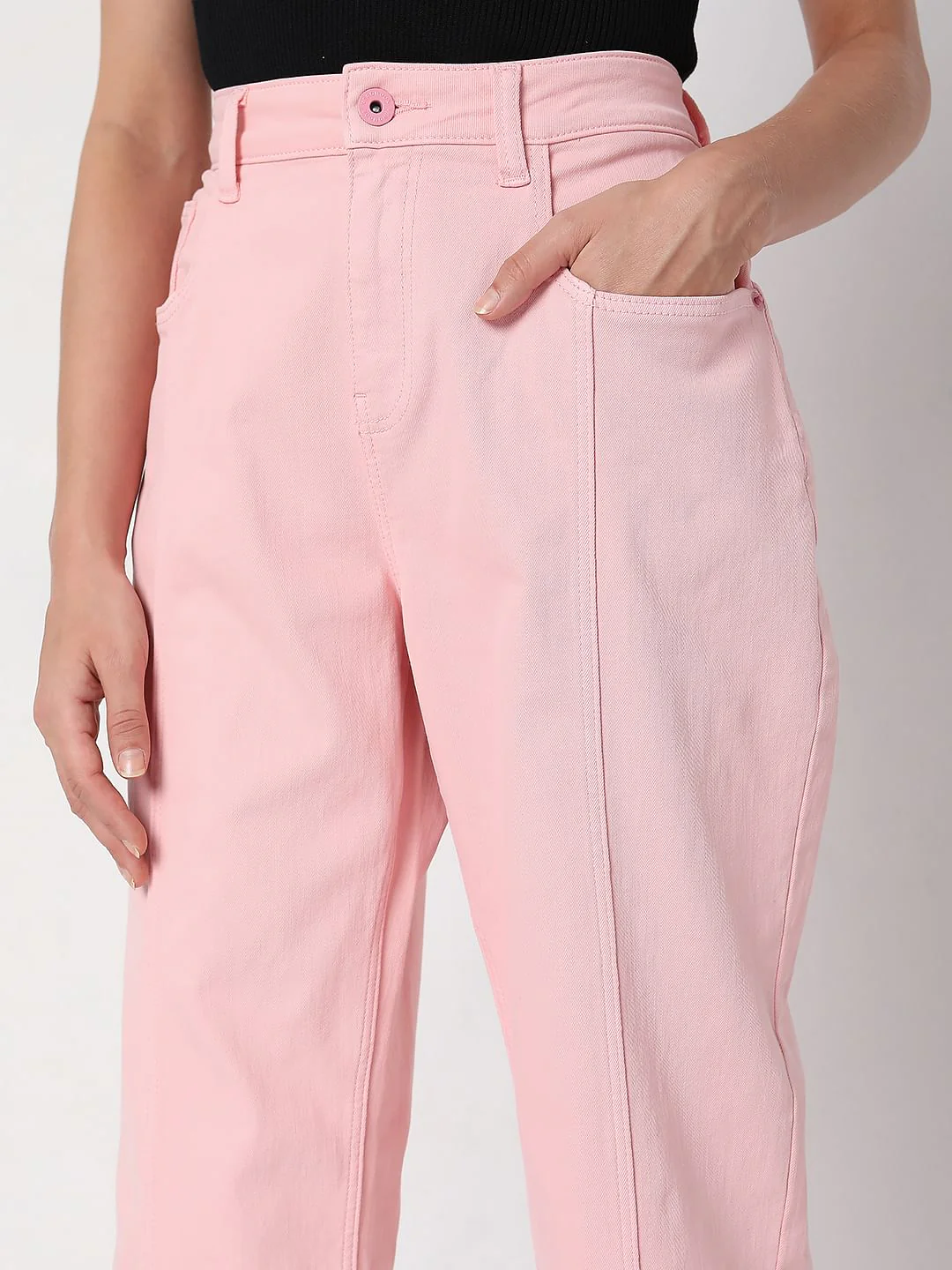 Pink High Waist Jade Straight Fit Jeans - Image 5