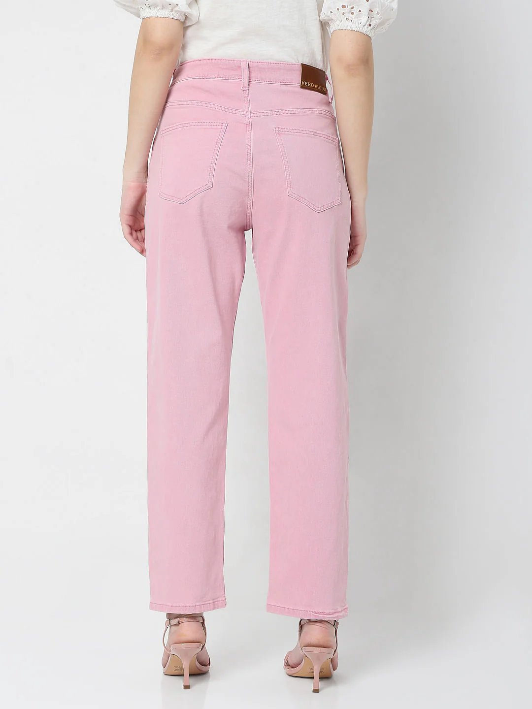 Pink High Waist Jade Straight Fit Jeans - Image 4