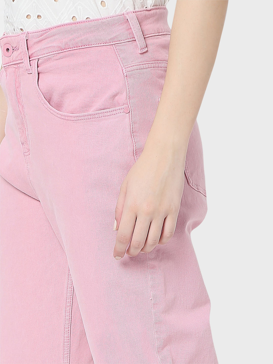 Pink High Waist Jade Straight Fit Jeans - Image 5