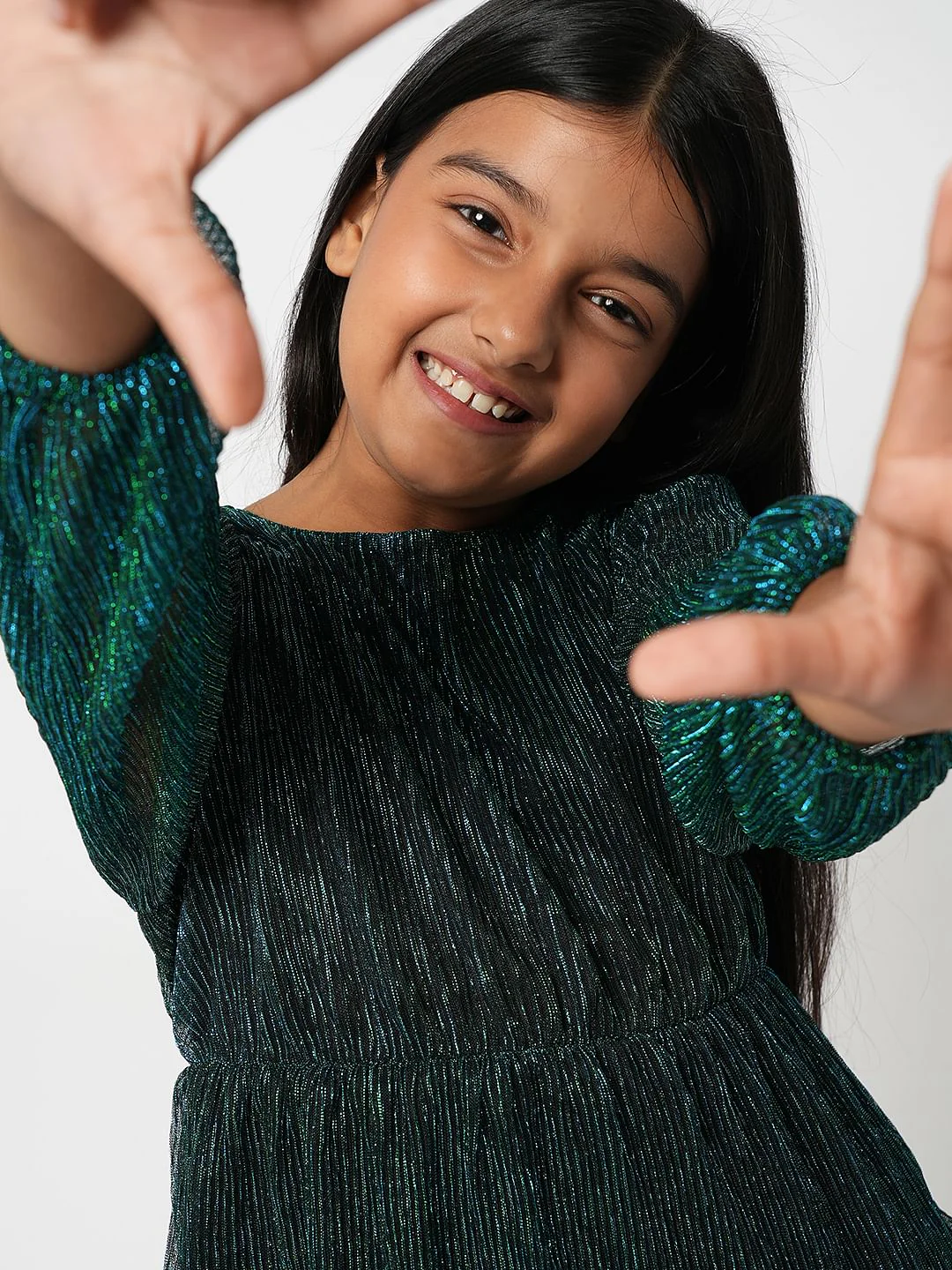 Green Shimmer Layered Dress - Image 5