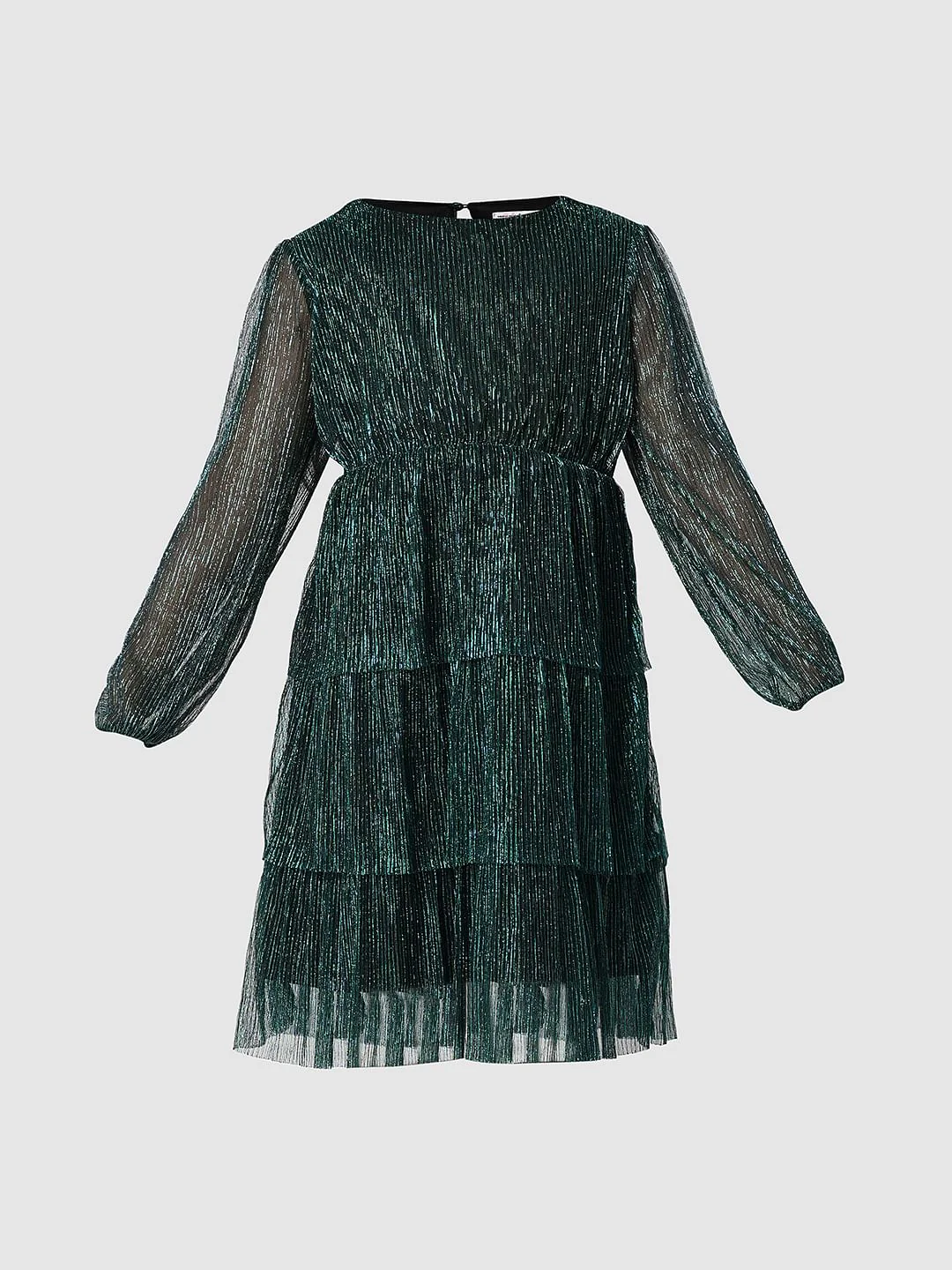 Green Shimmer Layered Dress - Image 6