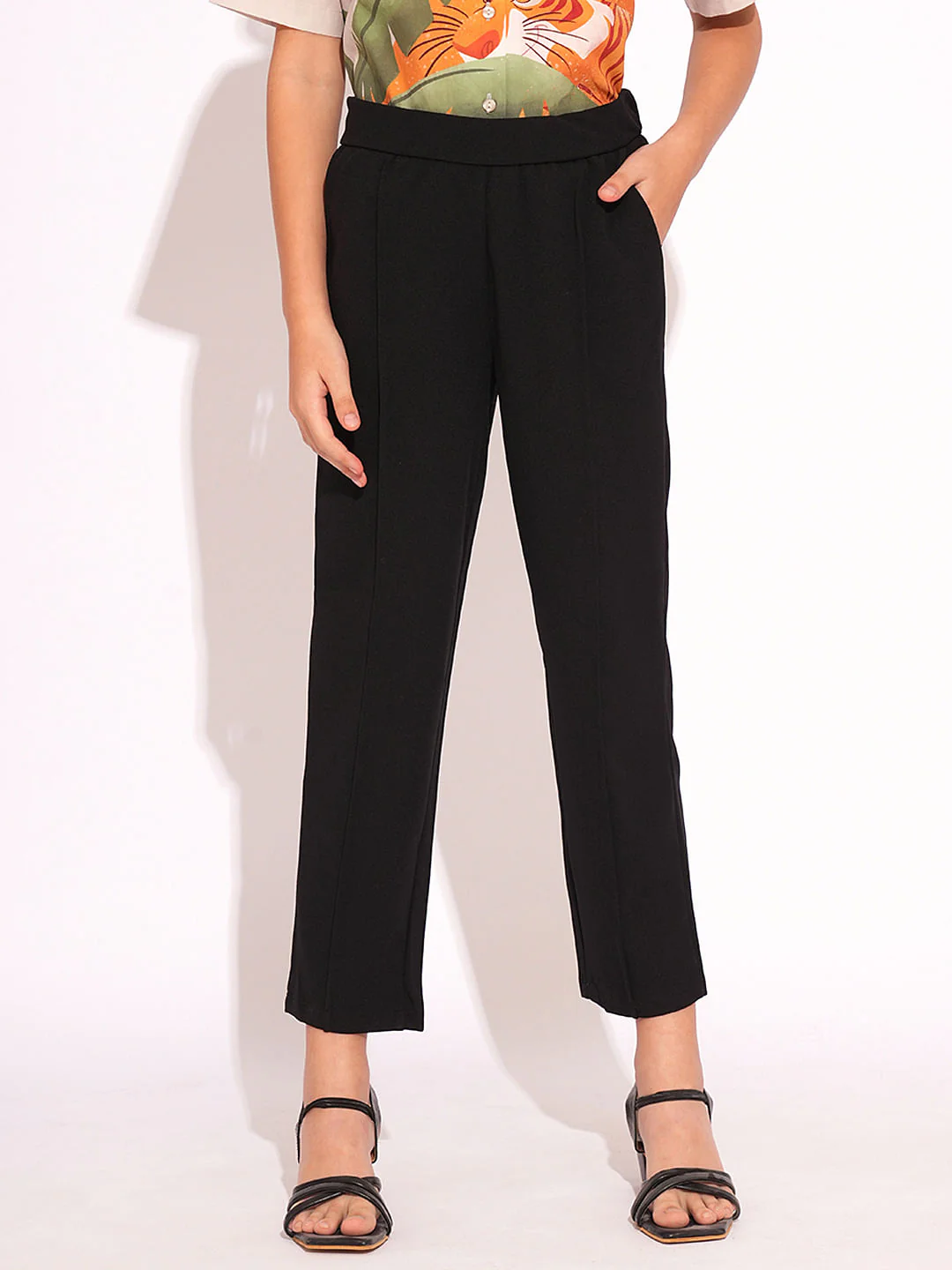 Girls Black Pintuck Pants - Image 2