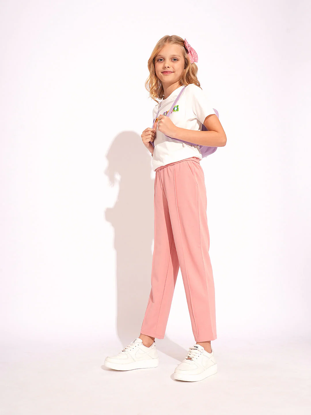 Girls Blush Pink Pintuck Pants