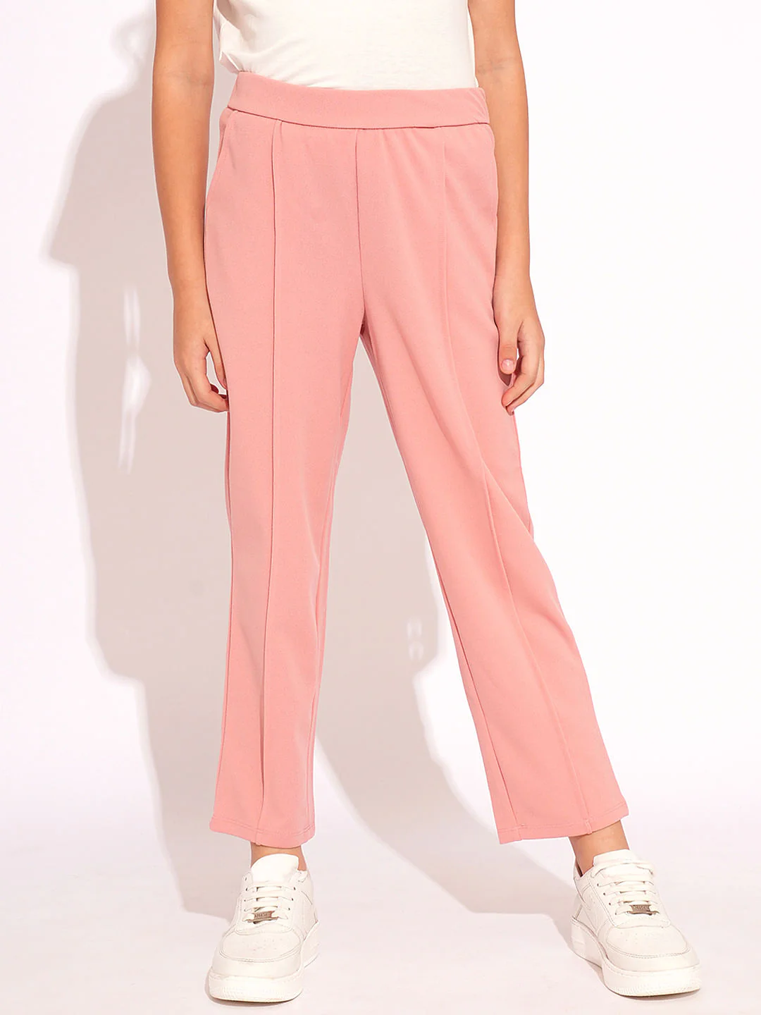 Girls Blush Pink Pintuck Pants - Image 2