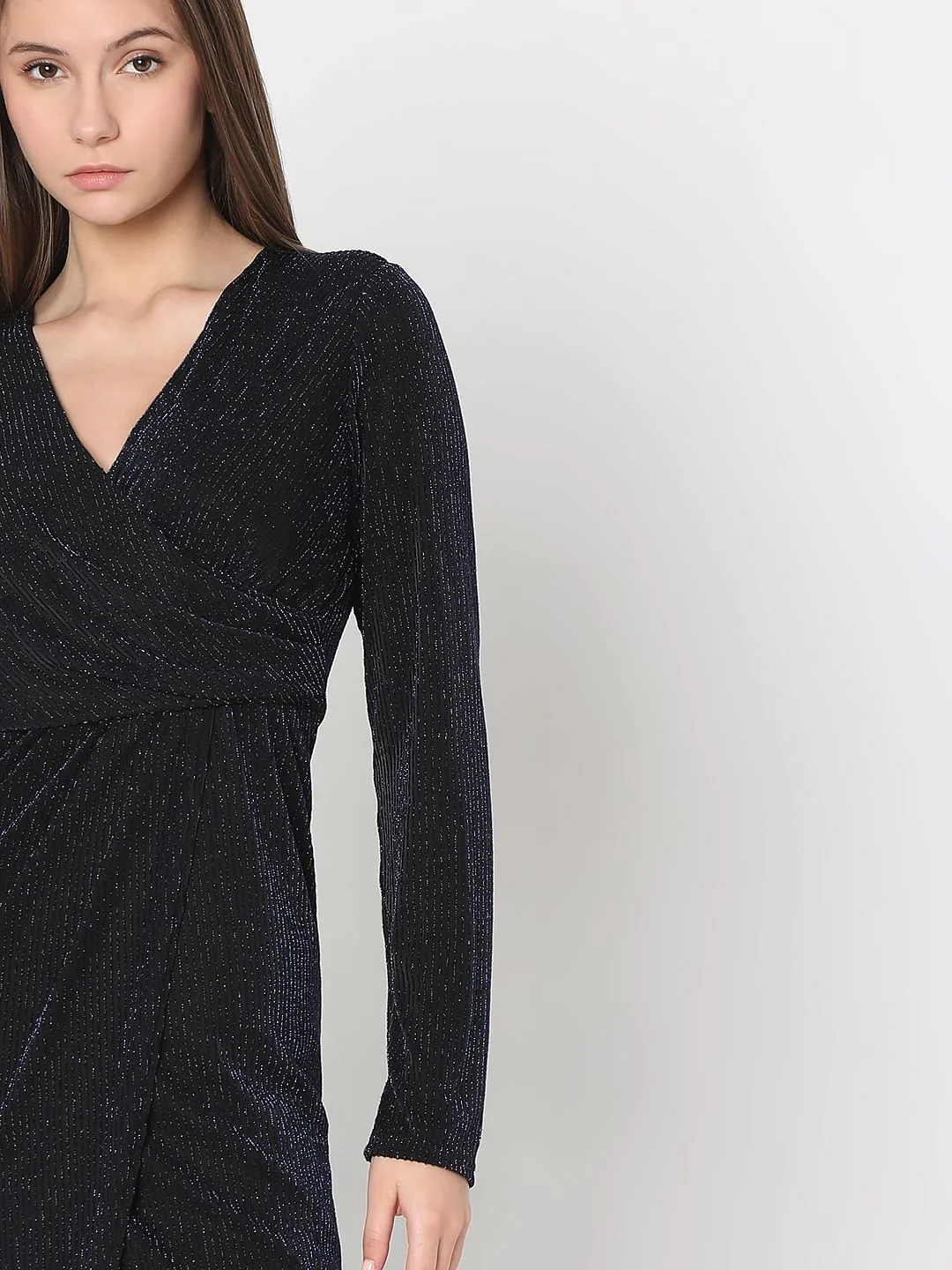 Navy Blue Shimmer Midi Dress - Image 5