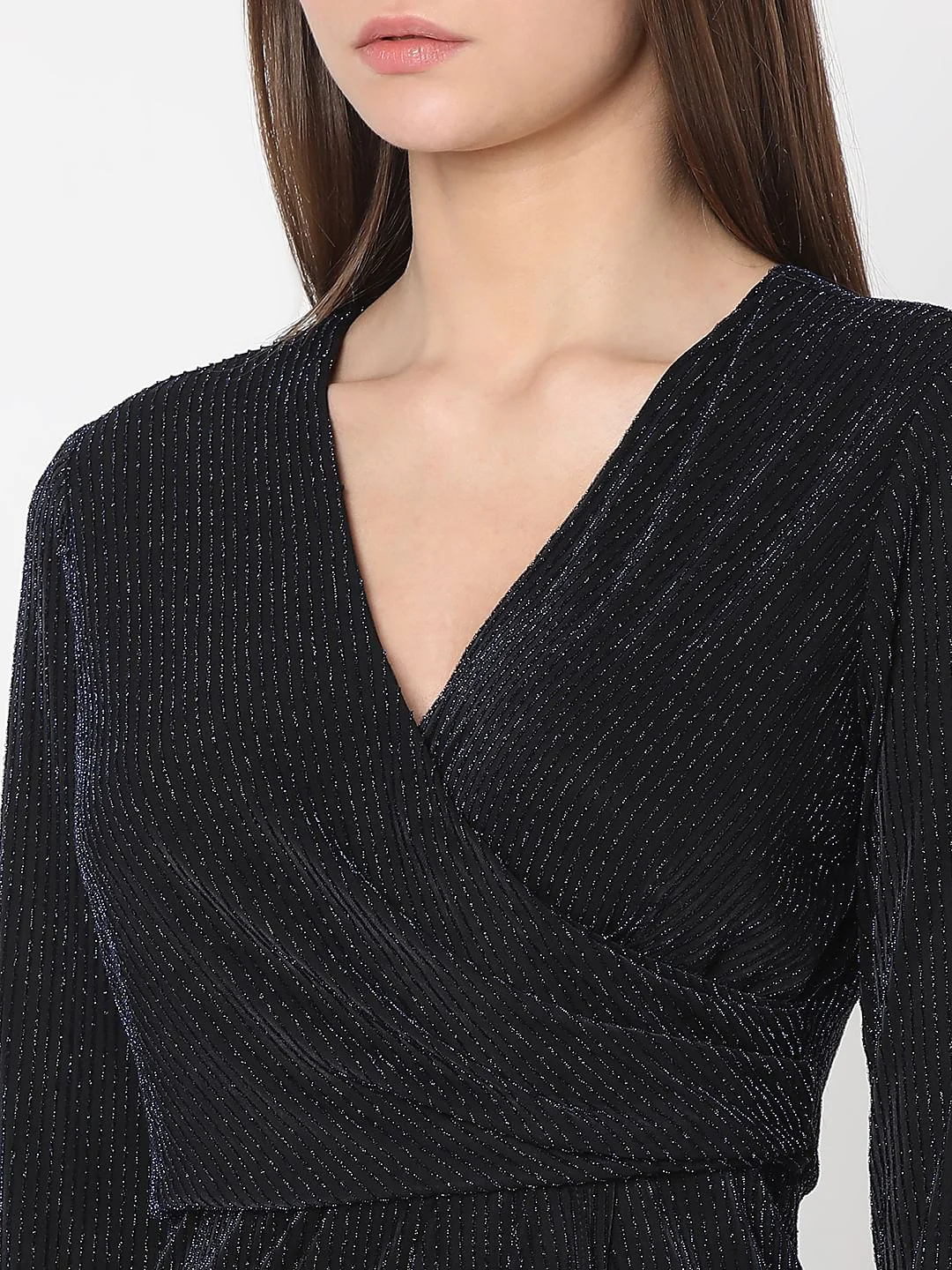 Navy Blue Shimmer Midi Dress - Image 7