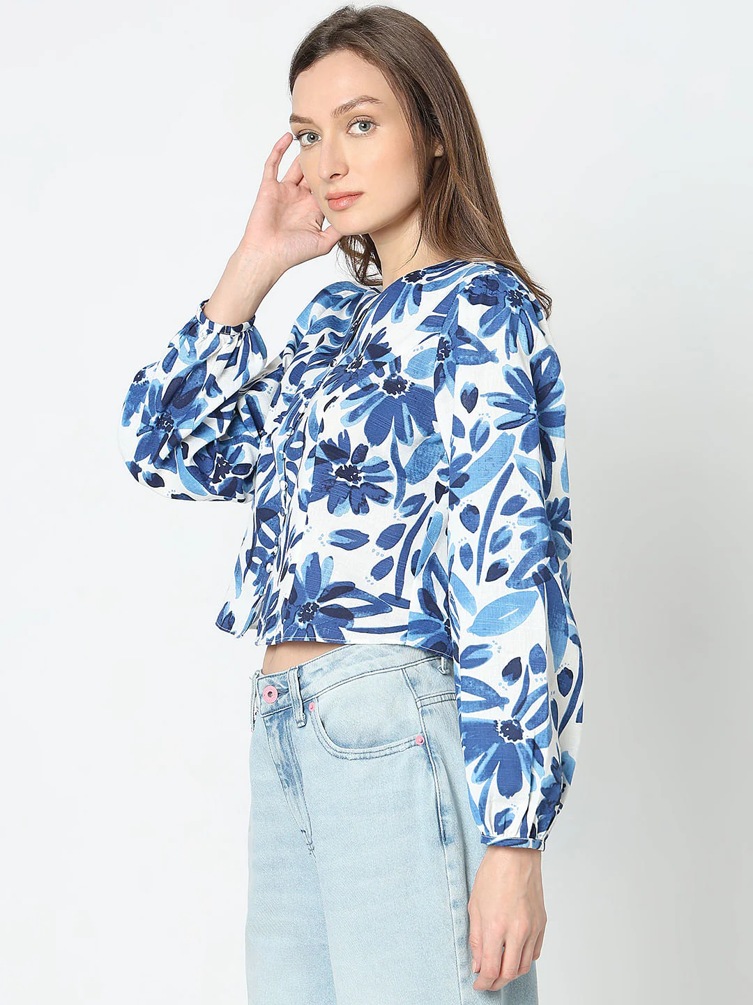 Blue Abstract Print Tops - Image 3
