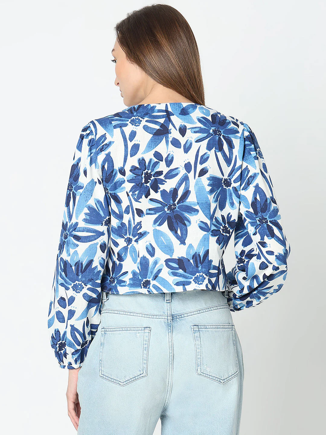 Blue Abstract Print Tops - Image 4