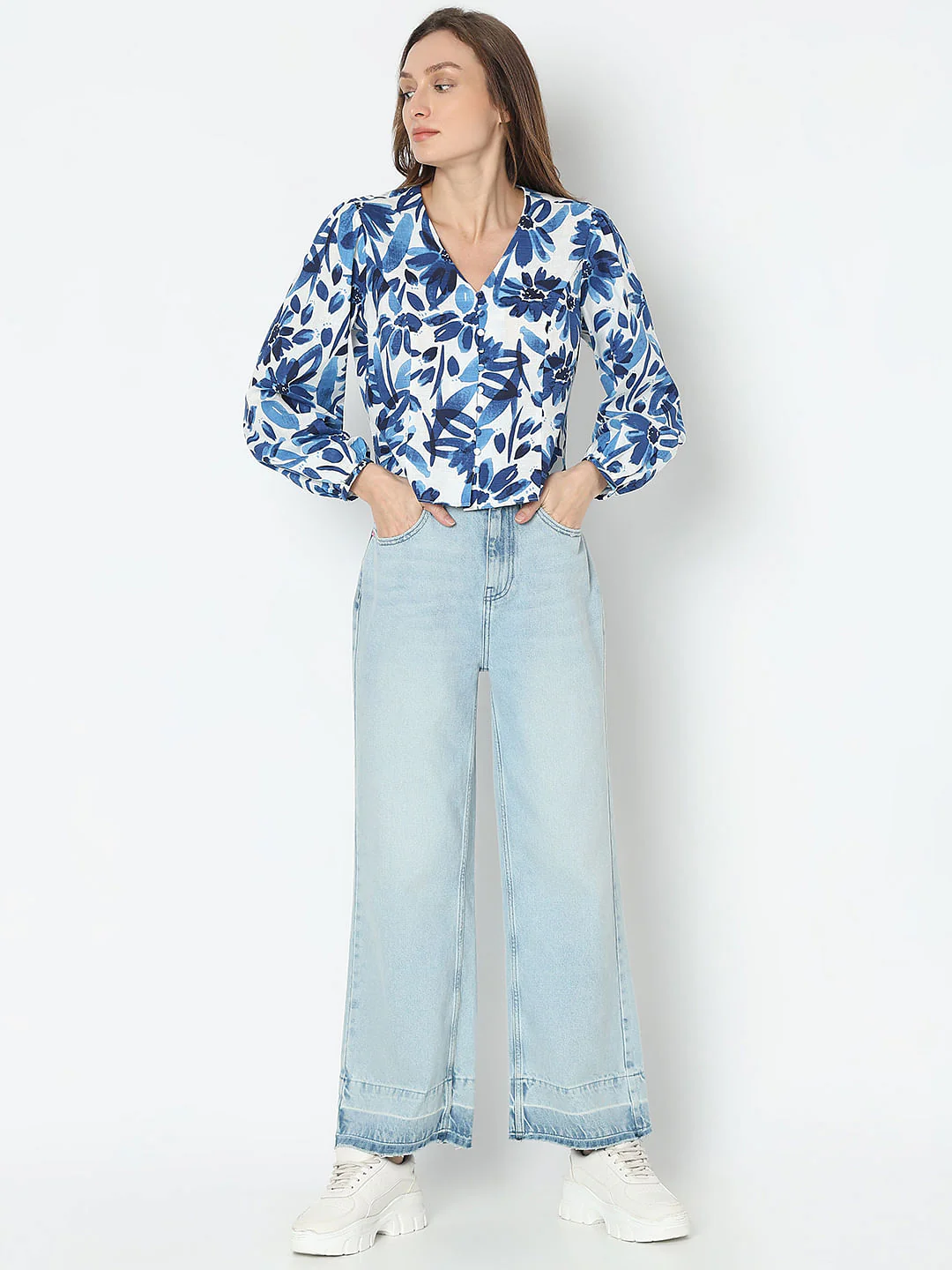 Blue Abstract Print Tops - Image 5