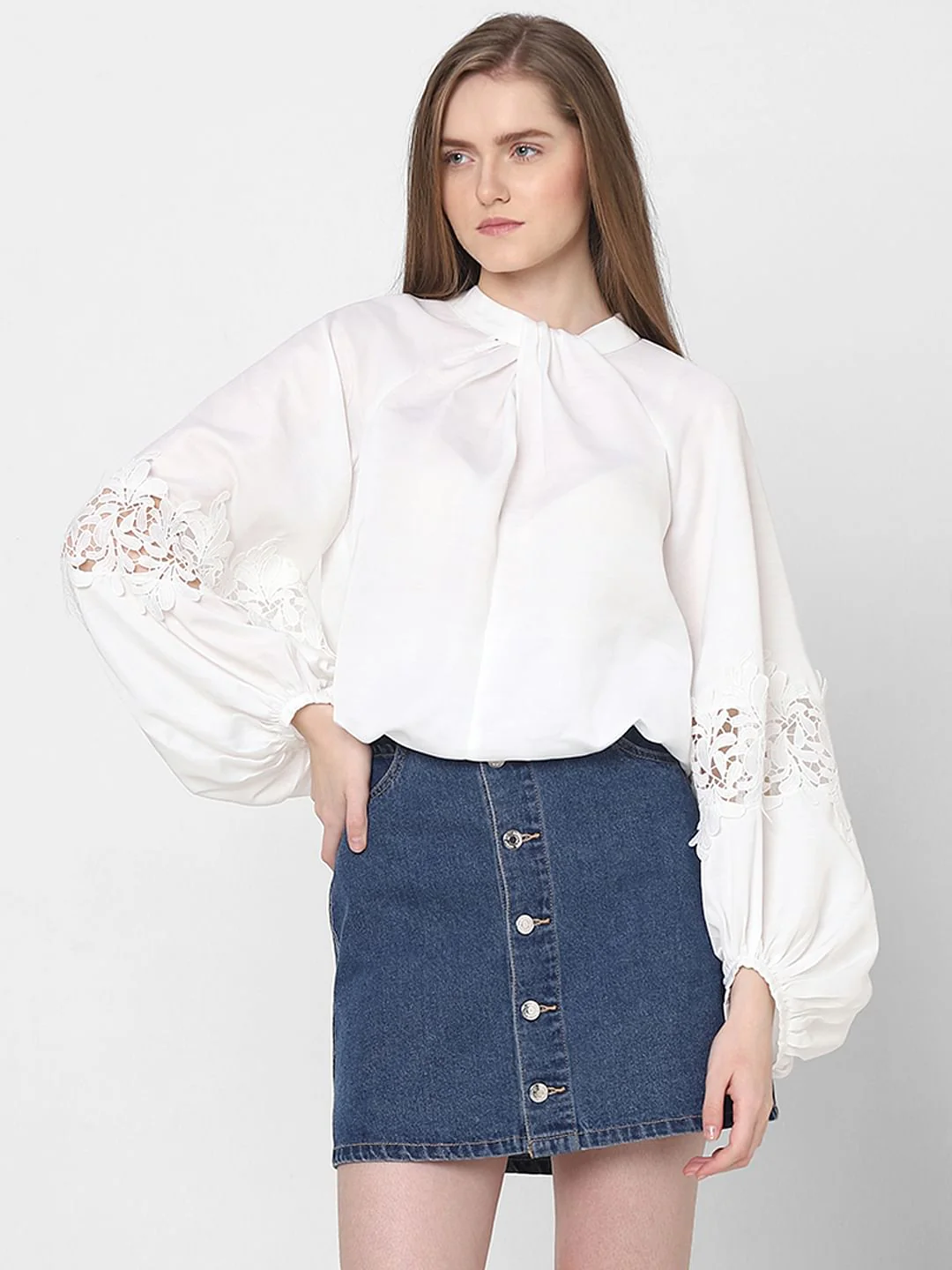 White Lace Detail Top - Image 2