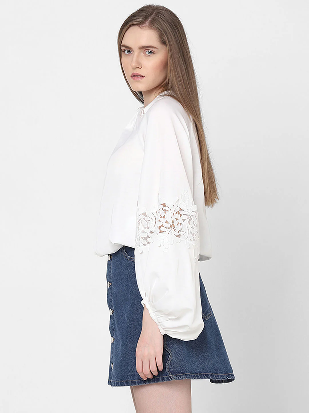White Lace Detail Top - Image 3