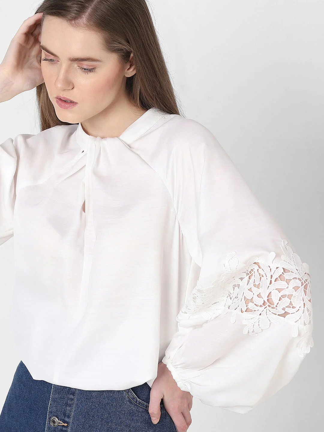 White Lace Detail Top - Image 8