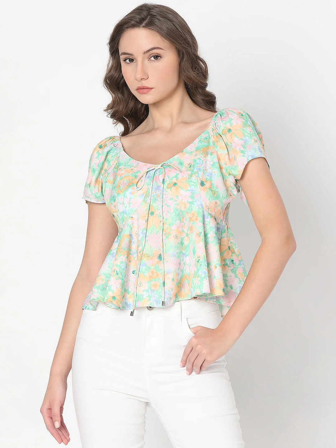 Green Floral Printed Top - Image 2