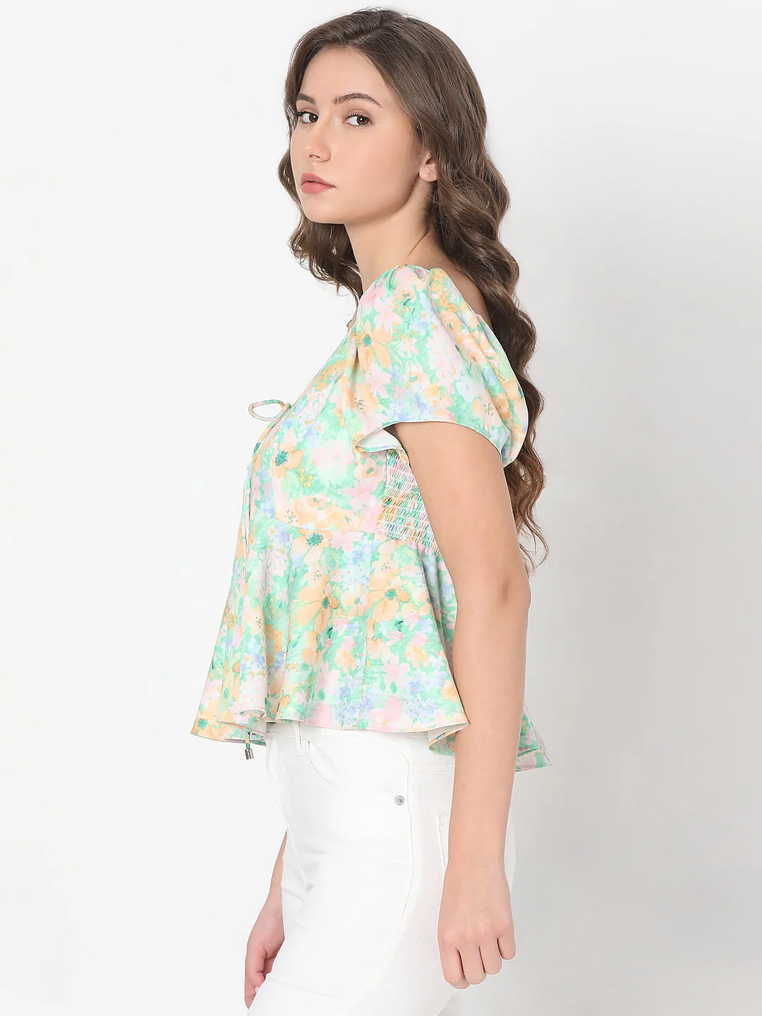 Green Floral Printed Top - Image 3