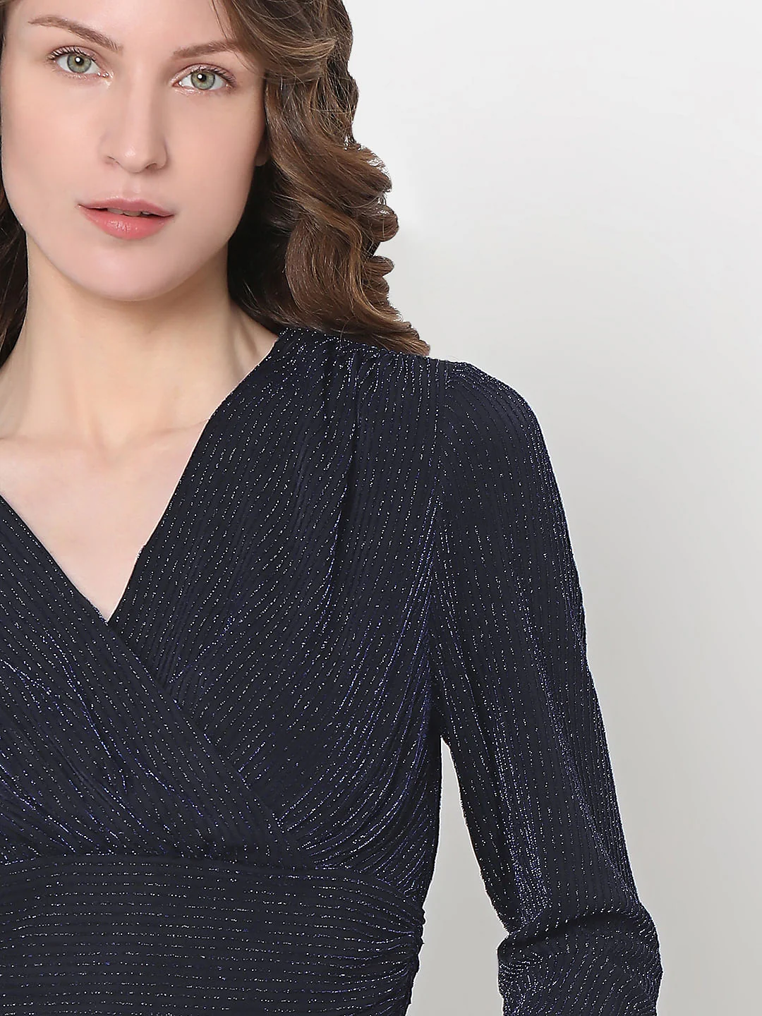 Dark Blue Shimmer Cropped Top - Image 6