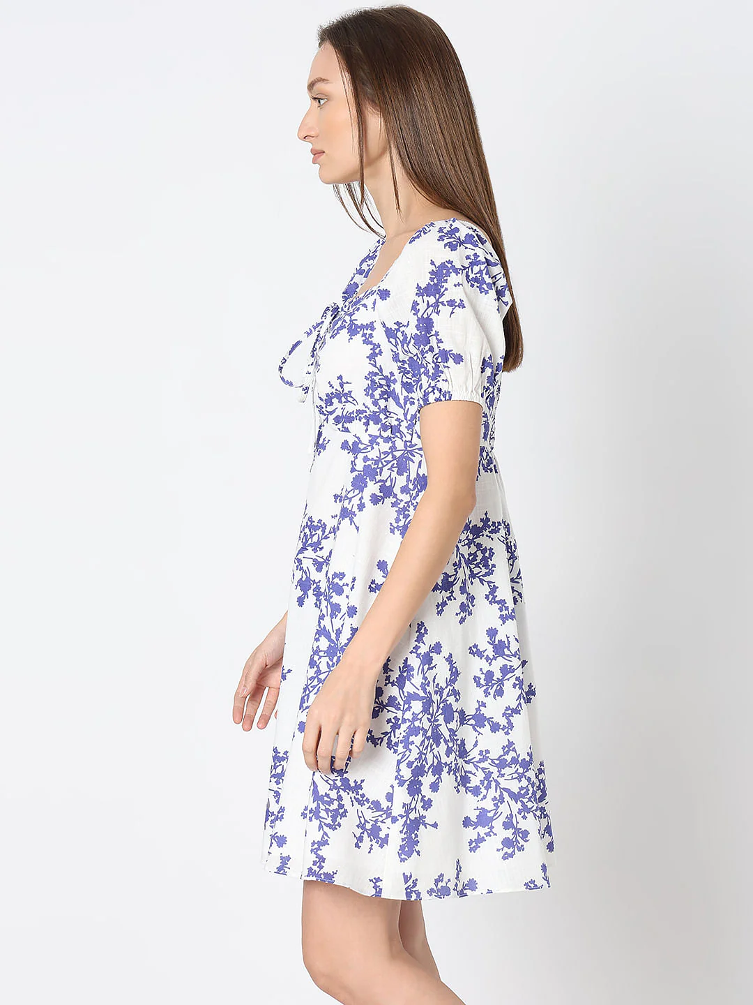 White Floral Fit & Flare Dress - Image 3