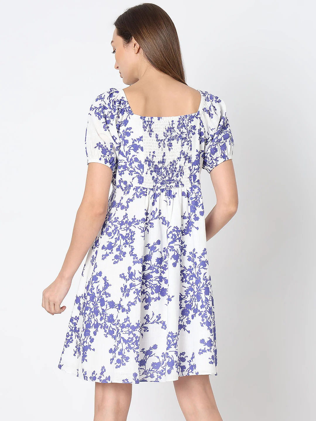 White Floral Fit & Flare Dress - Image 4